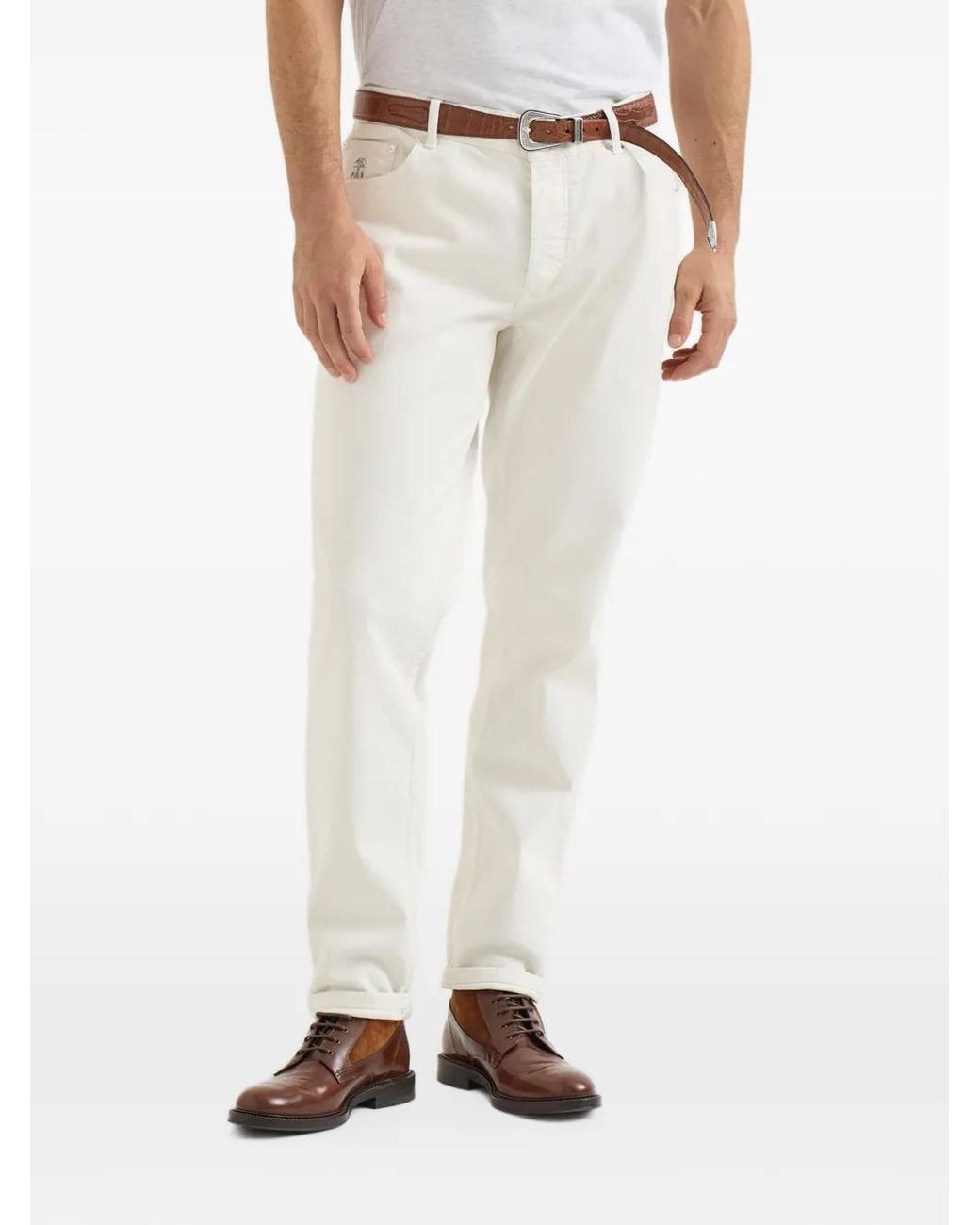 Jean À Patch Logo Brunello Cucinelli pour homme en coloris White