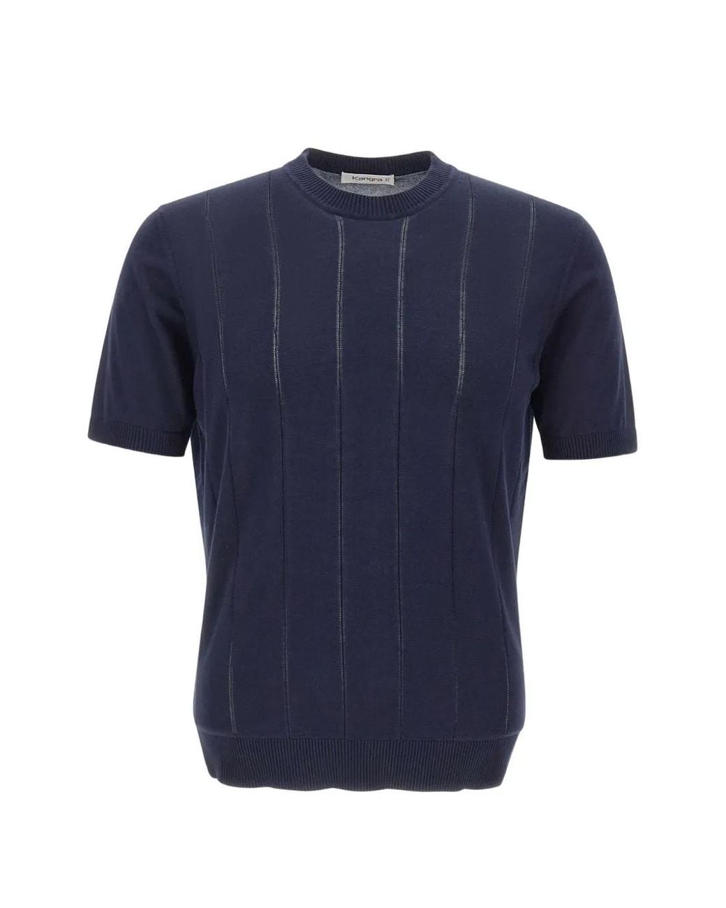 Kangra Blue Ribbed Short-Sleeve Sweater for men