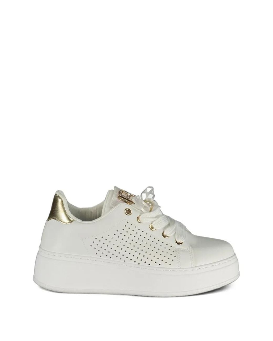 Laura Biagiotti White Perforated Logo-Plaque Sneakers
