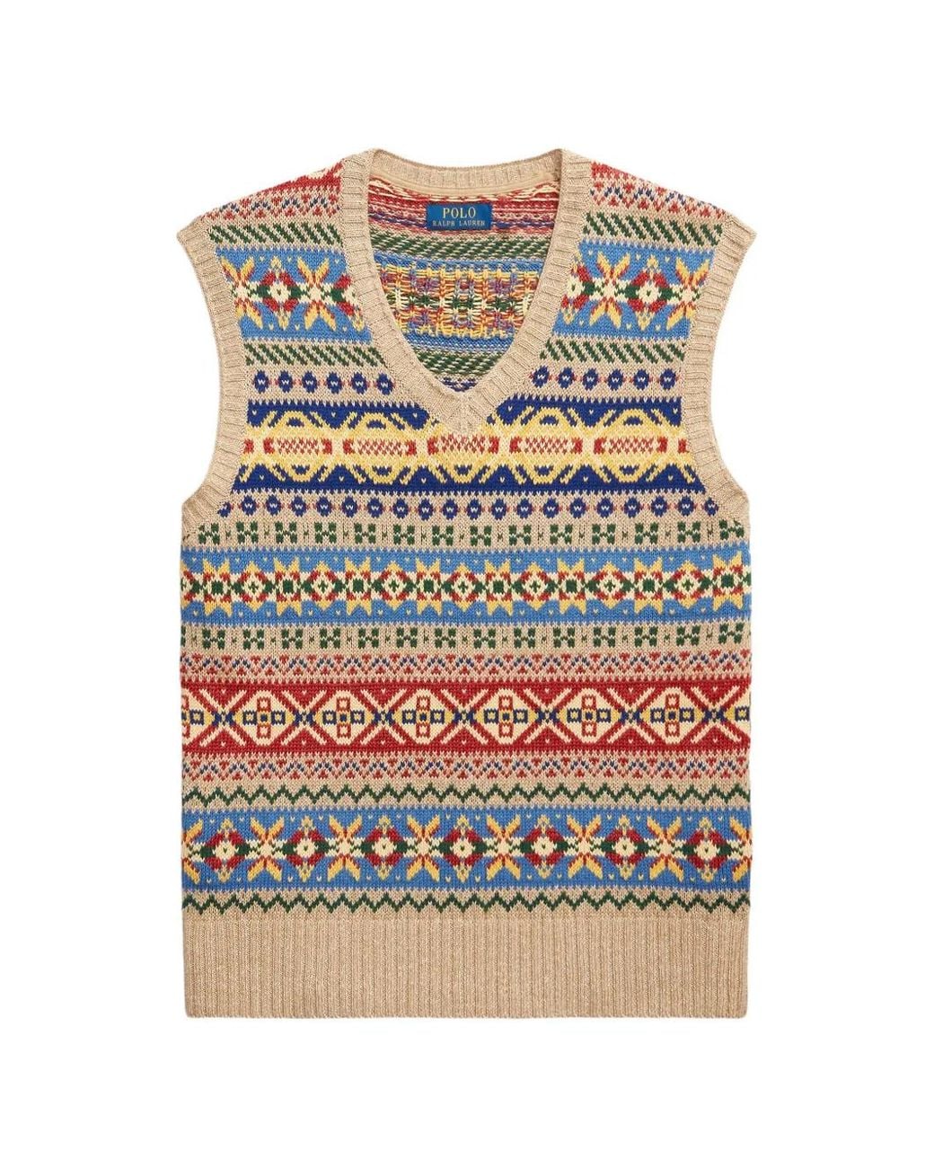 Polo Ralph Lauren Gray Fair Isle V-Neck Vest for men