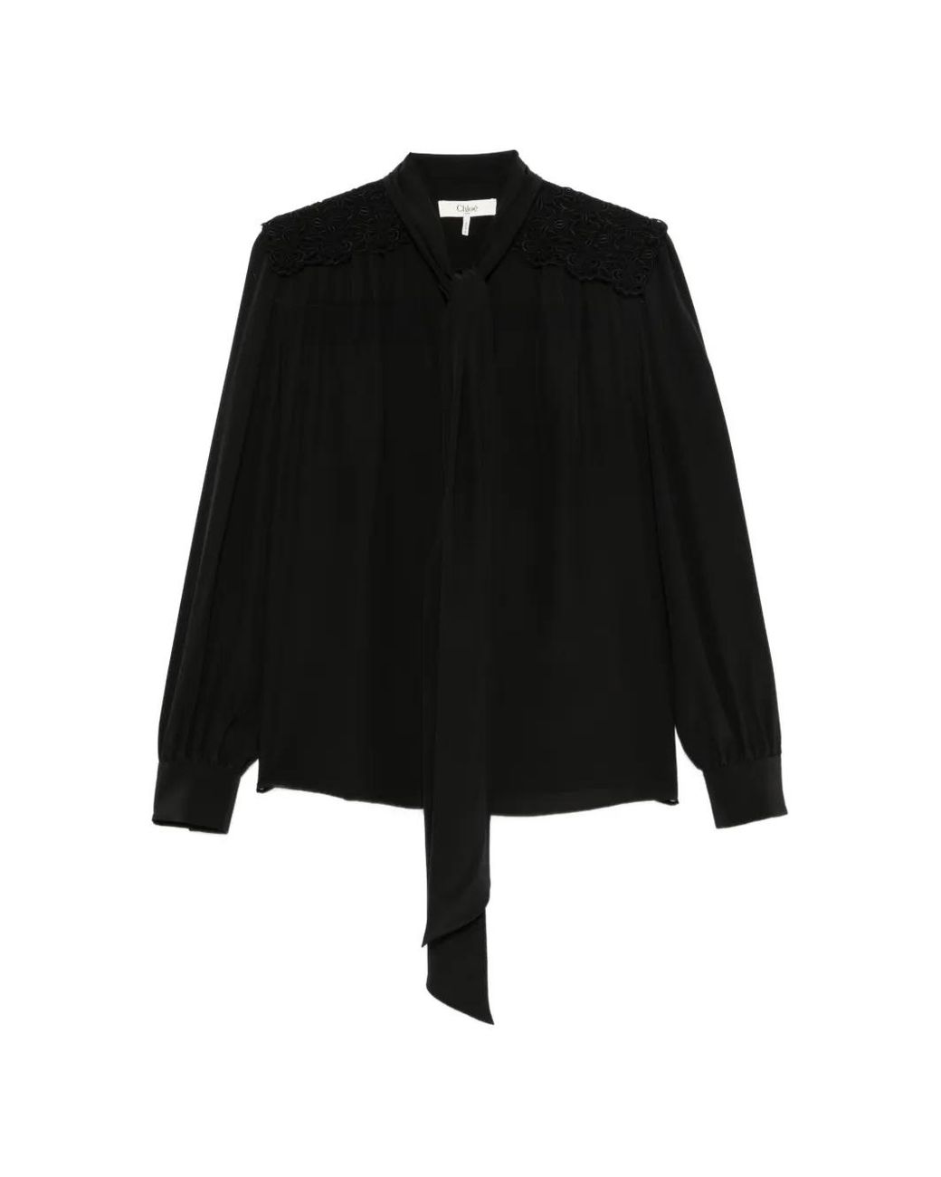 Chloé Black Ruffled Scarf Blouse