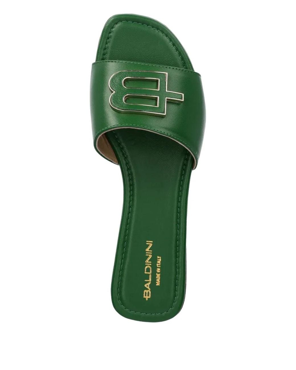 Baldinini Green Logo-Plaque Sandals