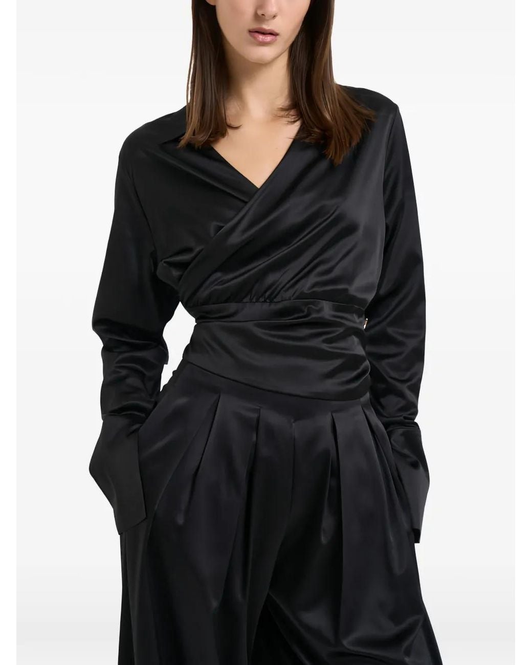Danamé Black Alexa Wrap-Style Long-Sleeve Shirt