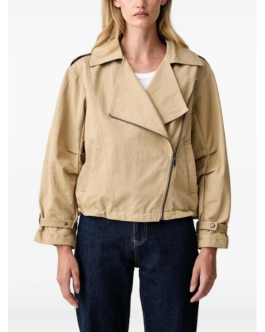 DKNY Natural Off-Centre Zip-Fastening Jacket