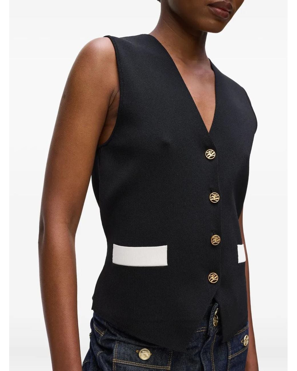 Karl Lagerfeld Black V-Neck Vest