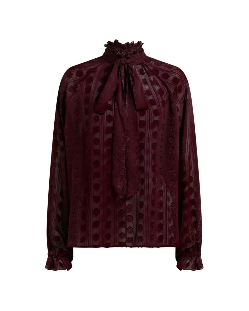 Etro Red Jacquard Blouse With Silk Scarf And Fil Coupé Motif