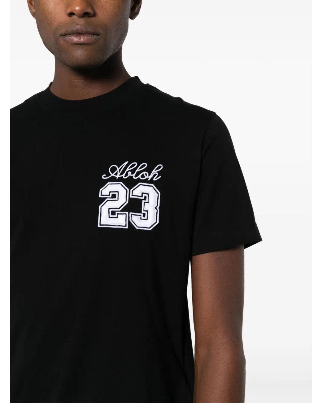 Off-White c/o Virgil Abloh Black Off- 23 Embroidered T-Shirt for men