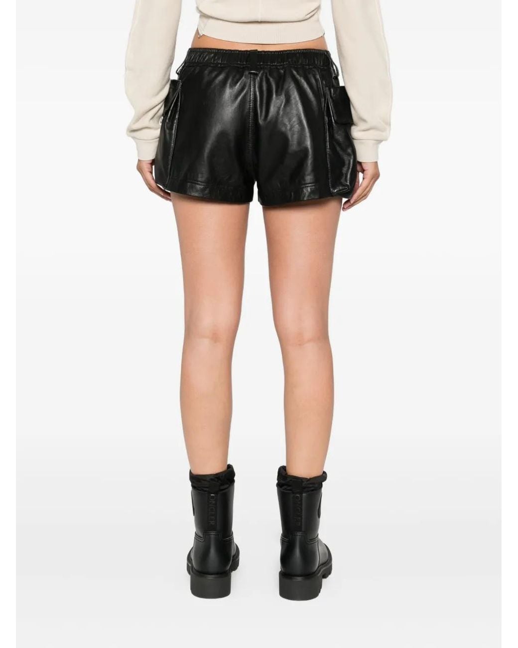 R13 Black Leather Shorts