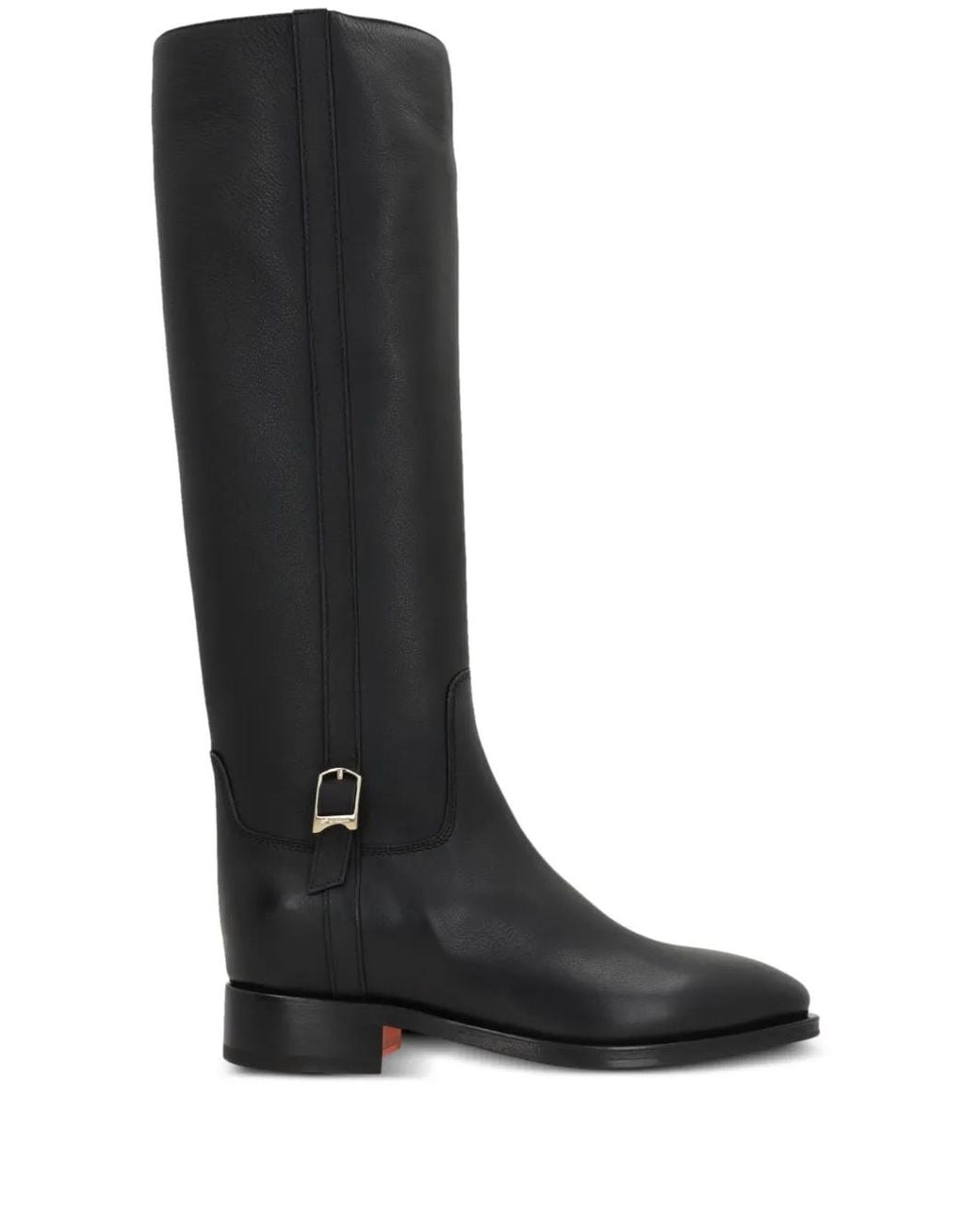 Santoni Black Buckle-Detail Knee-High Boots
