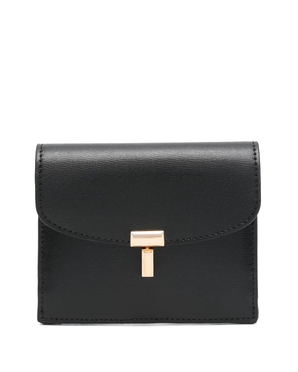 Totême Black T-Lock Leather Cardholder