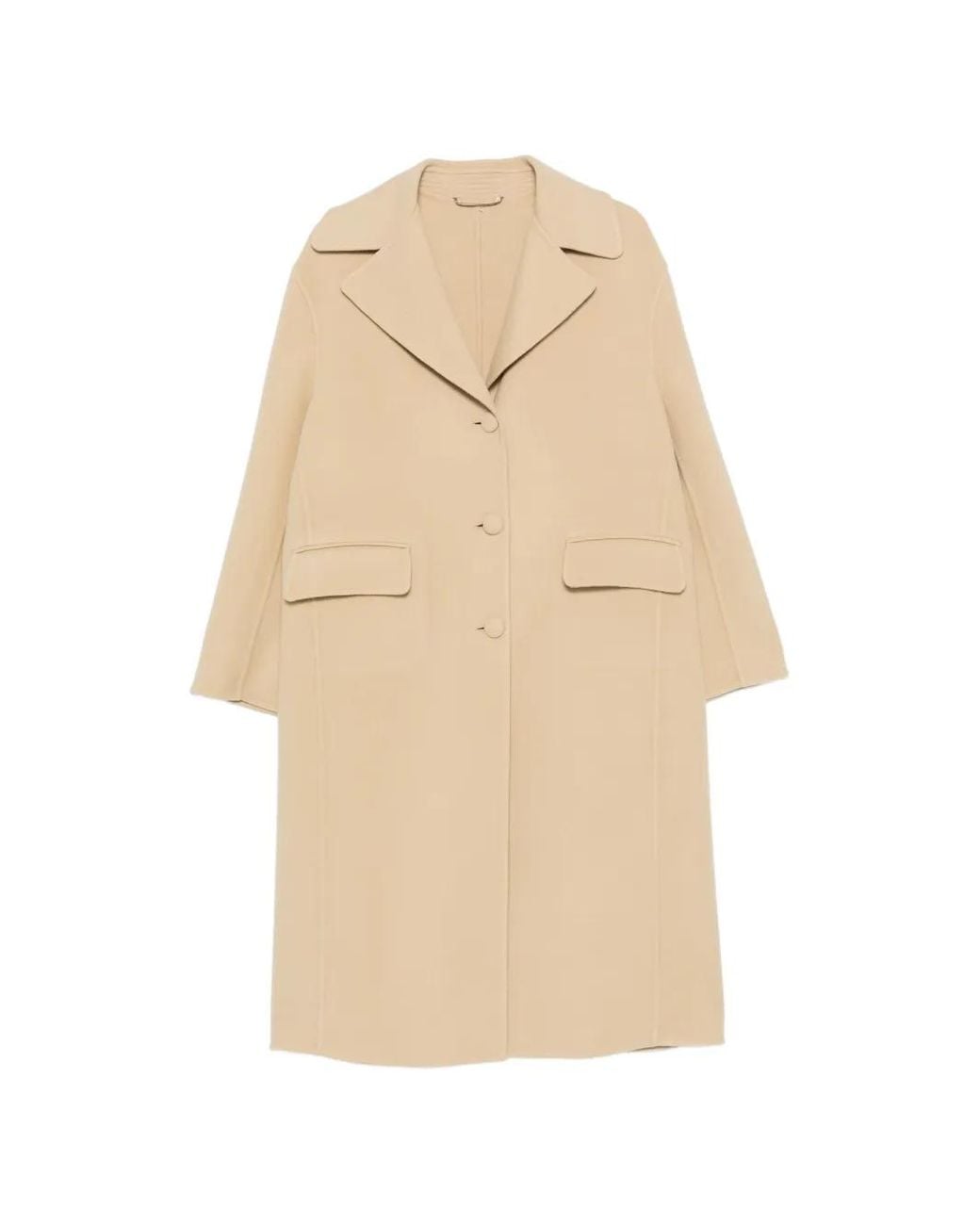 Ermanno Scervino Natural Single-Breasted Flap-Pocket Coat
