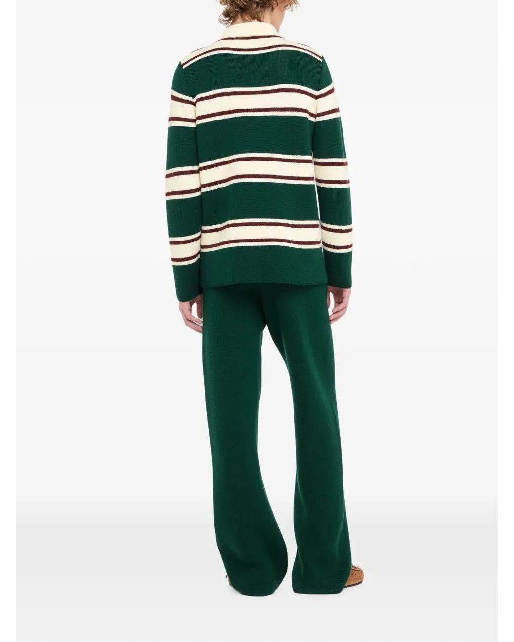 Alanui Green Striped Polo Shirt for men