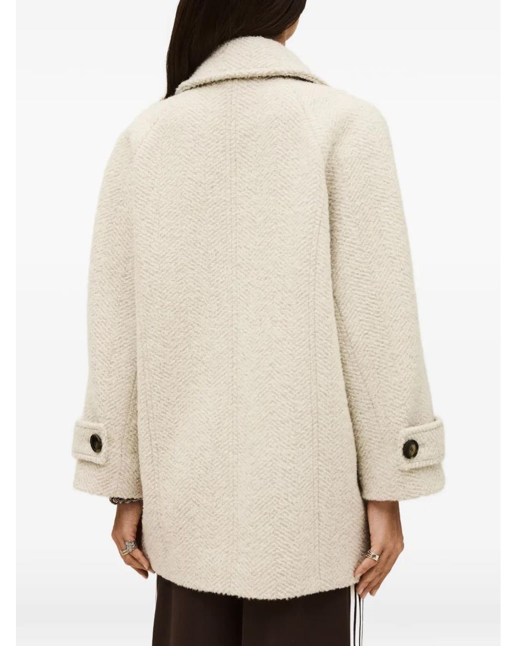 Ba&sh White Olsom Herringbone-Pattern Coat