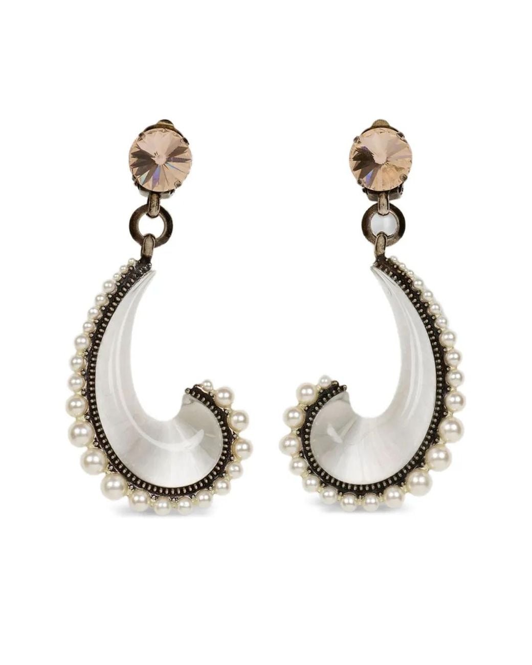 Etro Metallic Paisley Earrings With Pearls