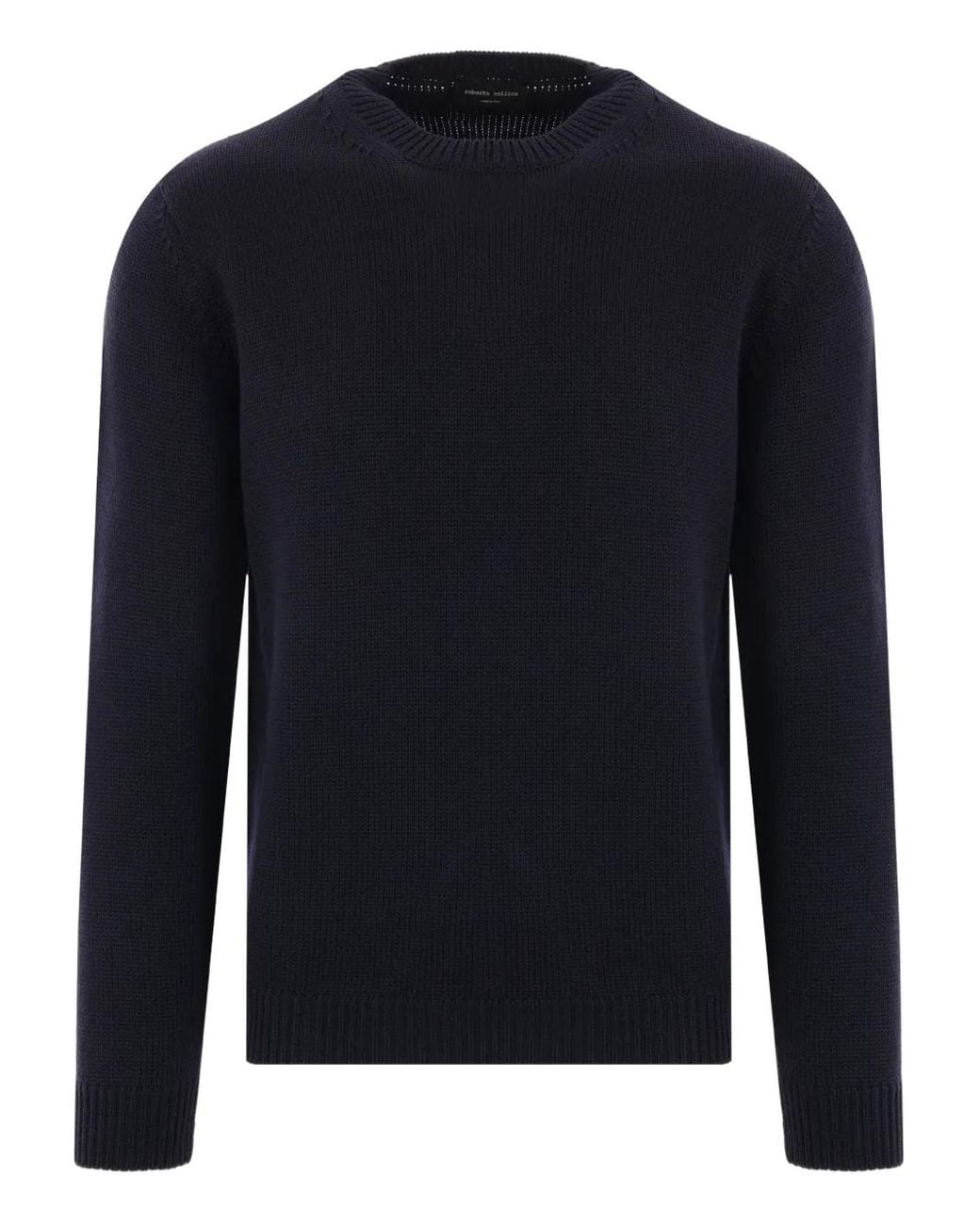Roberto Collina Blue Merino Wool Crew-Neck Sweater for men