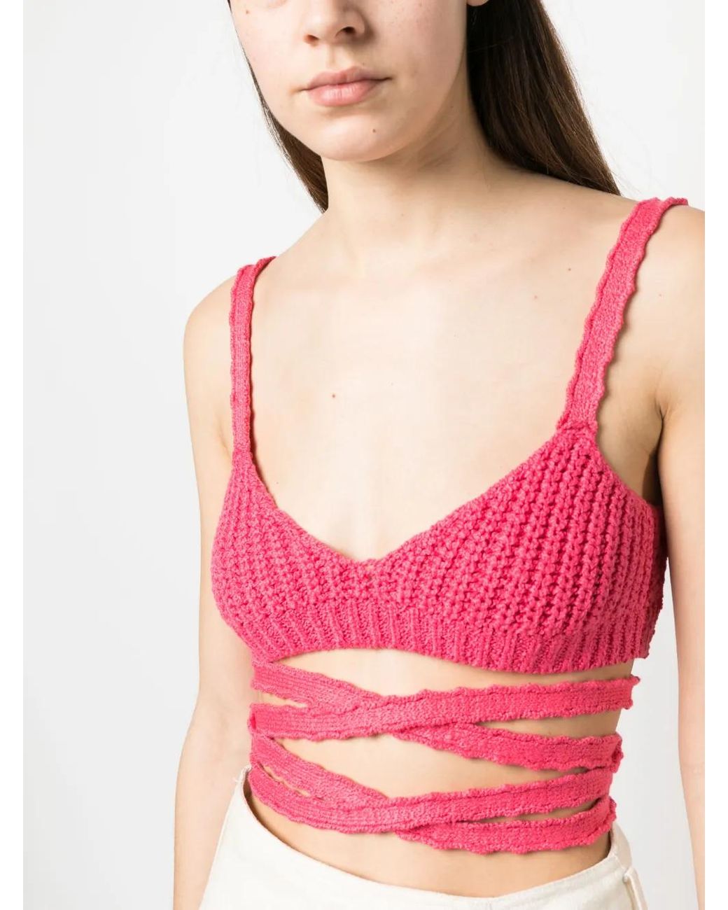 Alanui Red Palm Springs Knitted Top