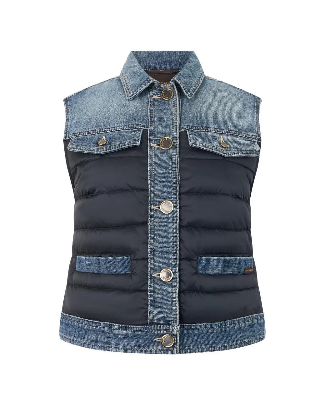 Moorer Blue Quilted Panelled Gilet