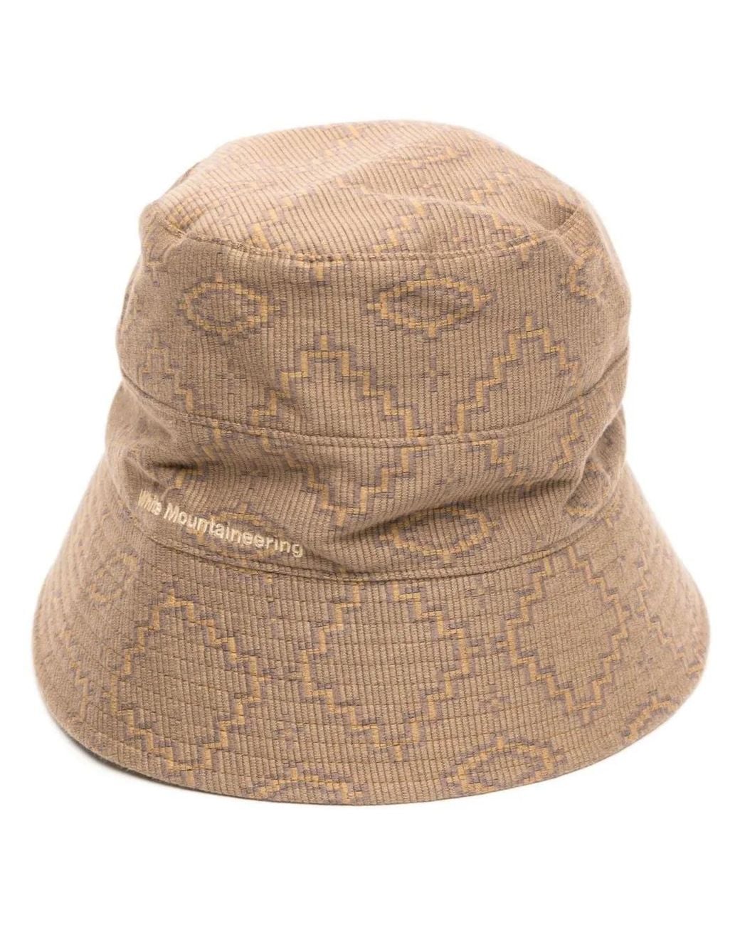 White Mountaineering Natural Logo-Appliqué Bucket Hat for men
