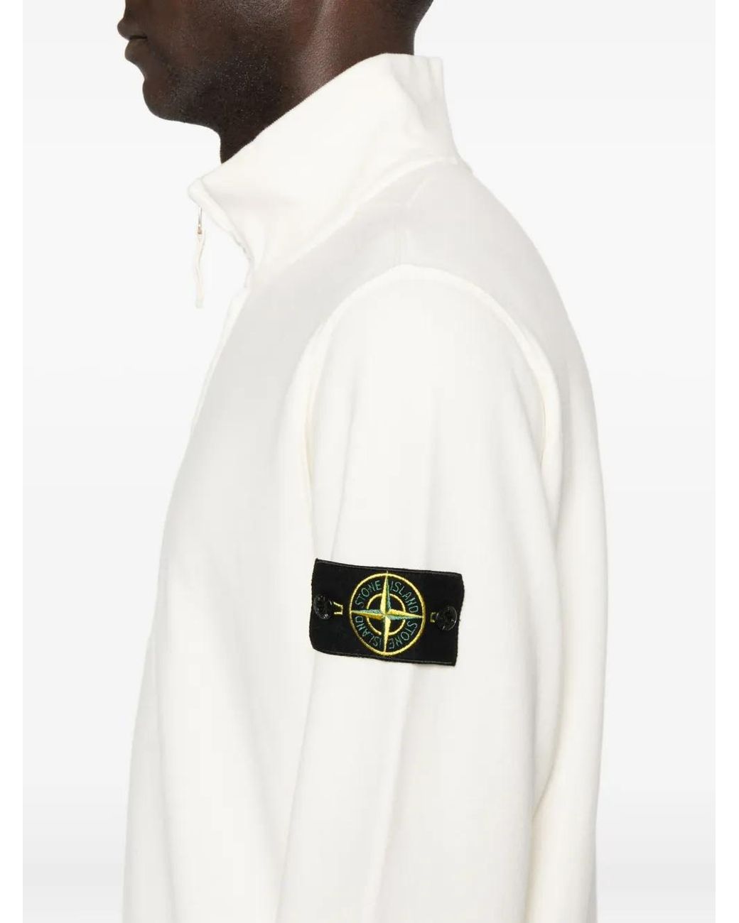 Stone Island White Logo-Patch Sweatshirt for men