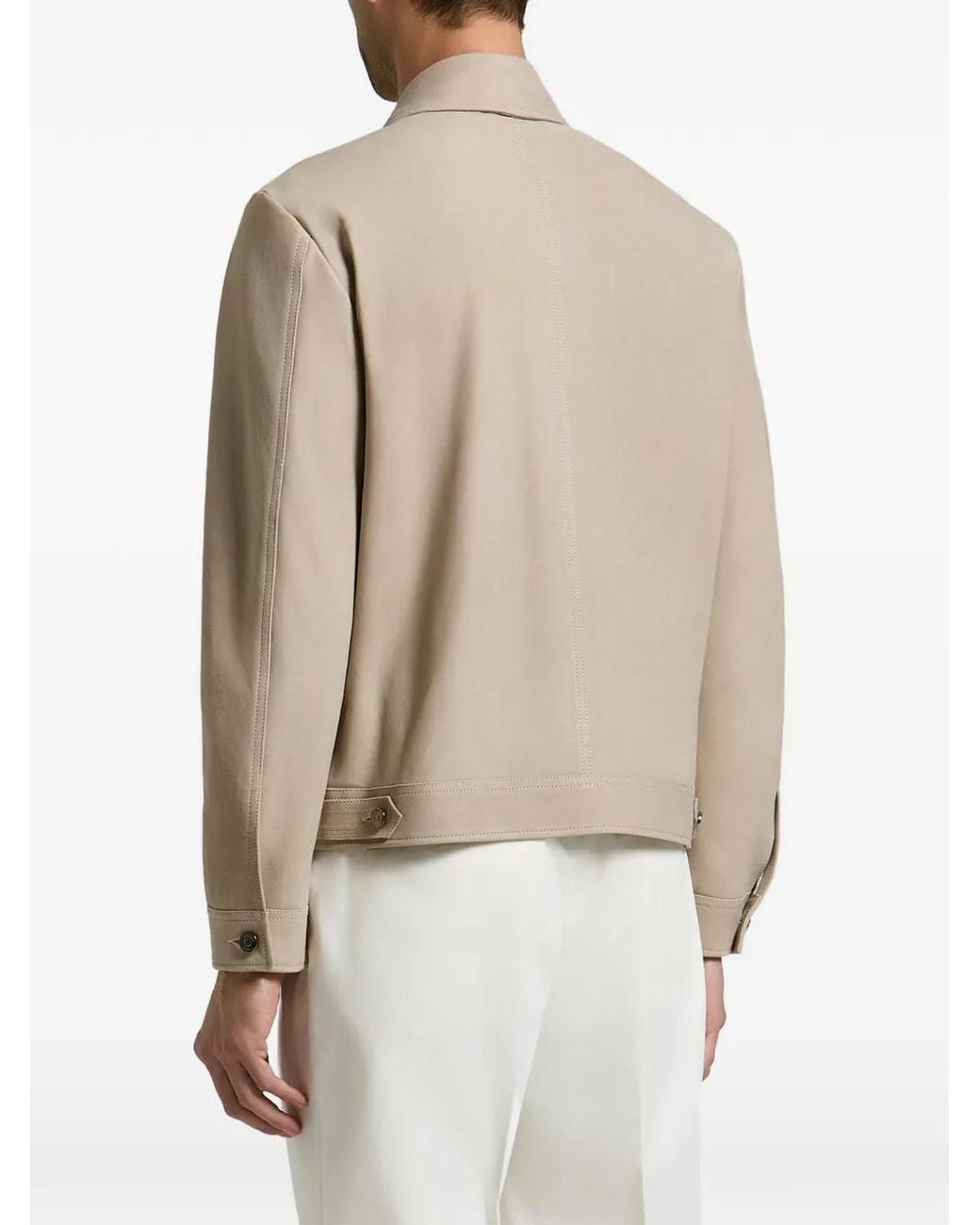 Peserico Natural Suede-Effect Flap-Pocket Jacket for men