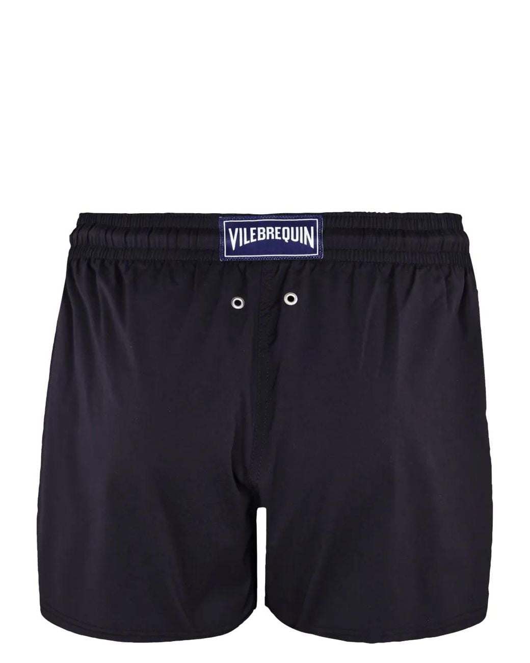 Vilebrequin Blue Logo-Patch Drawstring Swim Shorts for men