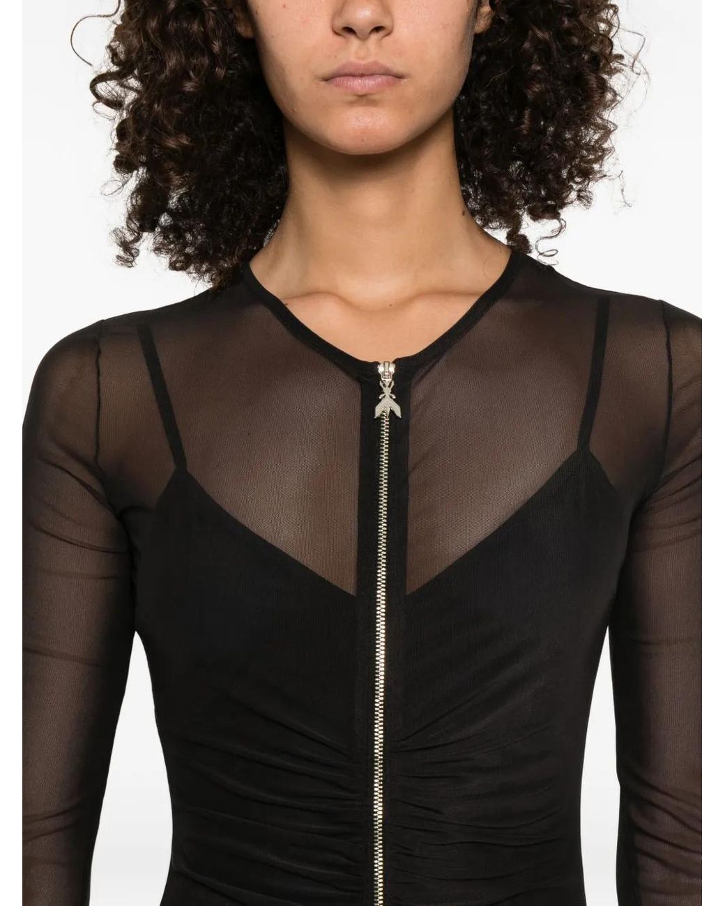 Patrizia Pepe Black Mesh Midi Dress