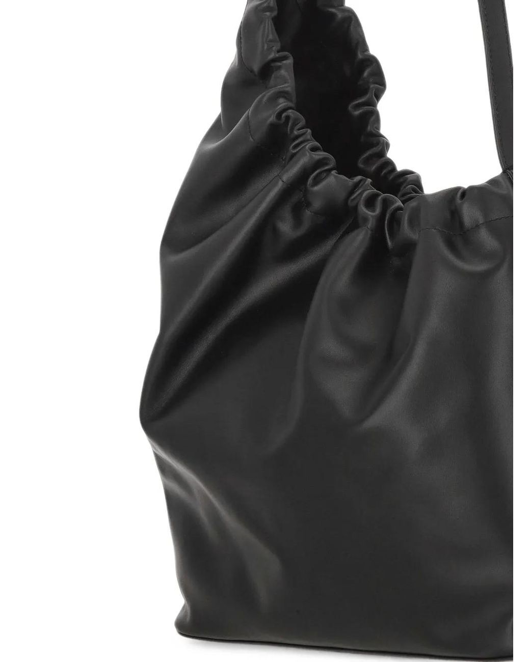 Aesther Ekme Black Demi Lune Cloud Ruched Leather Shoulder Bag