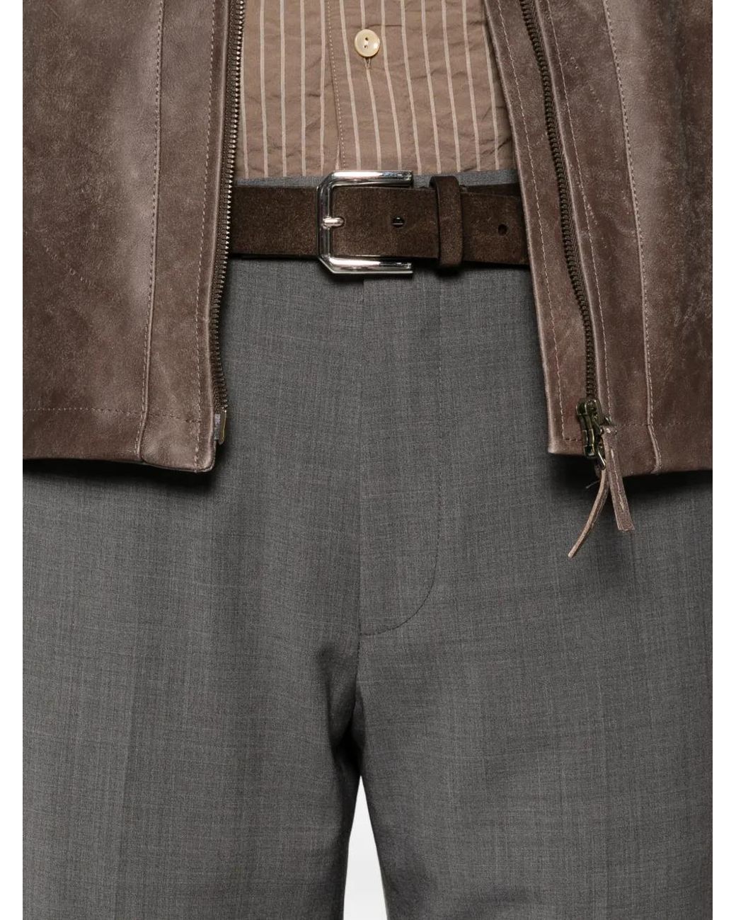 Zegna Gray Belt-Loops Trousers for men