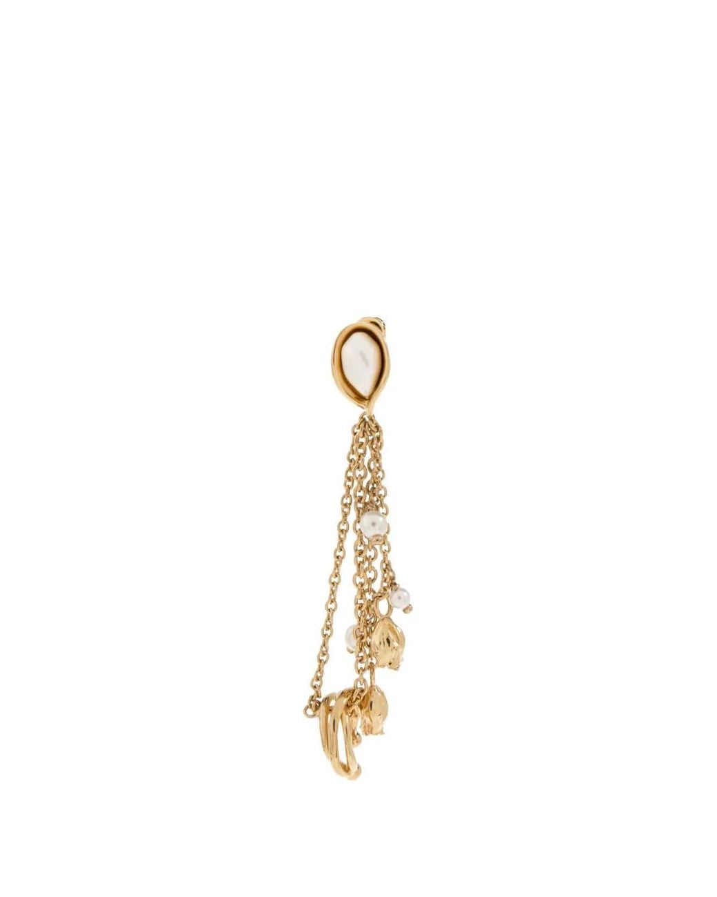 Chloé Metallic Boucles D'Oreilles Pendantes Serties De Perles