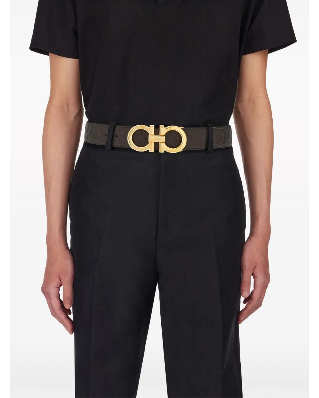 Ferragamo Brown Reversible And Adjustable Gancini Belt