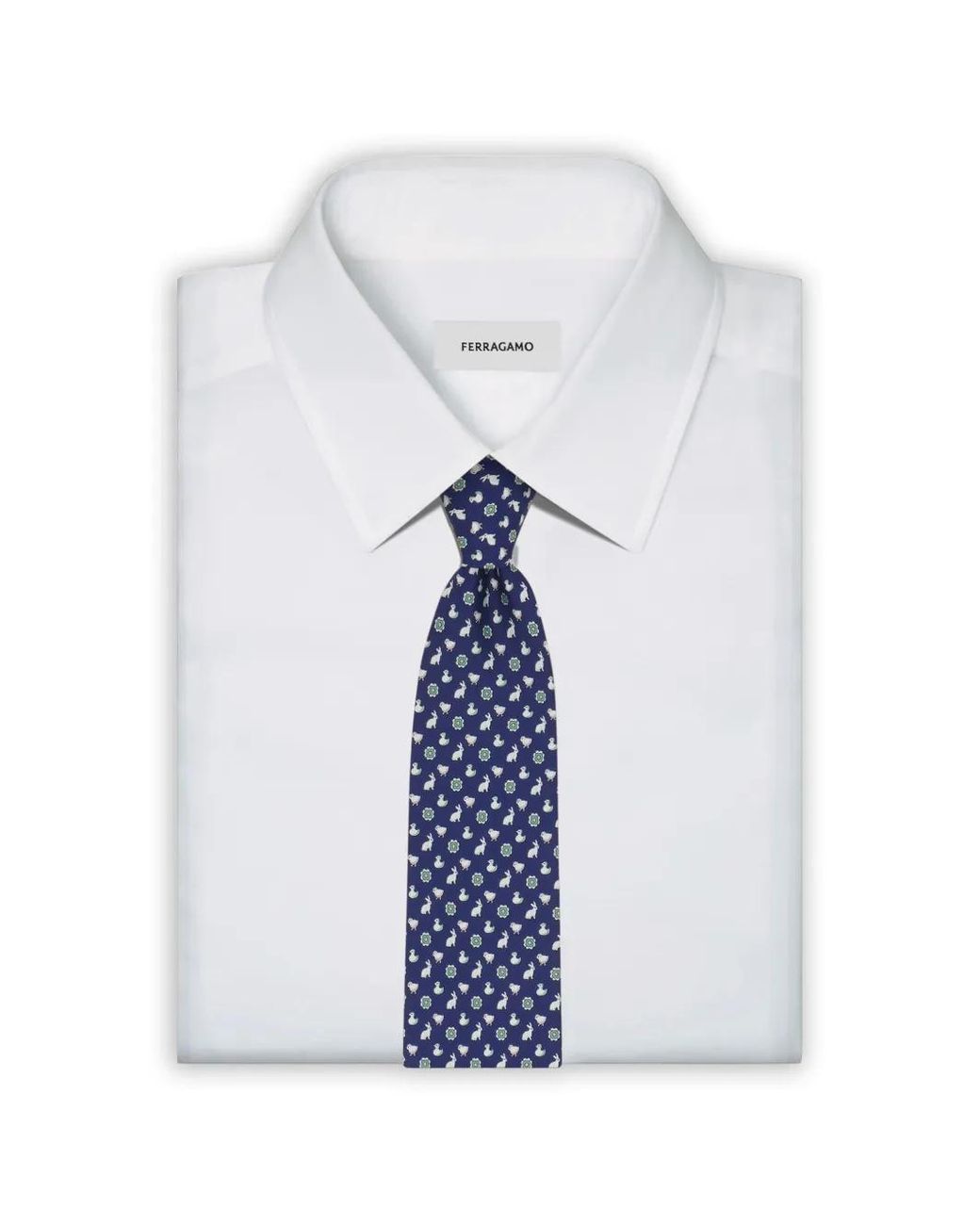 Ferragamo Blue Charms-Print Silk Tie for men