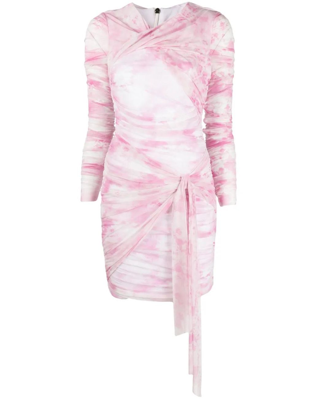 MSGM Pink Gerafftes Minikleid Mit Batikmuster