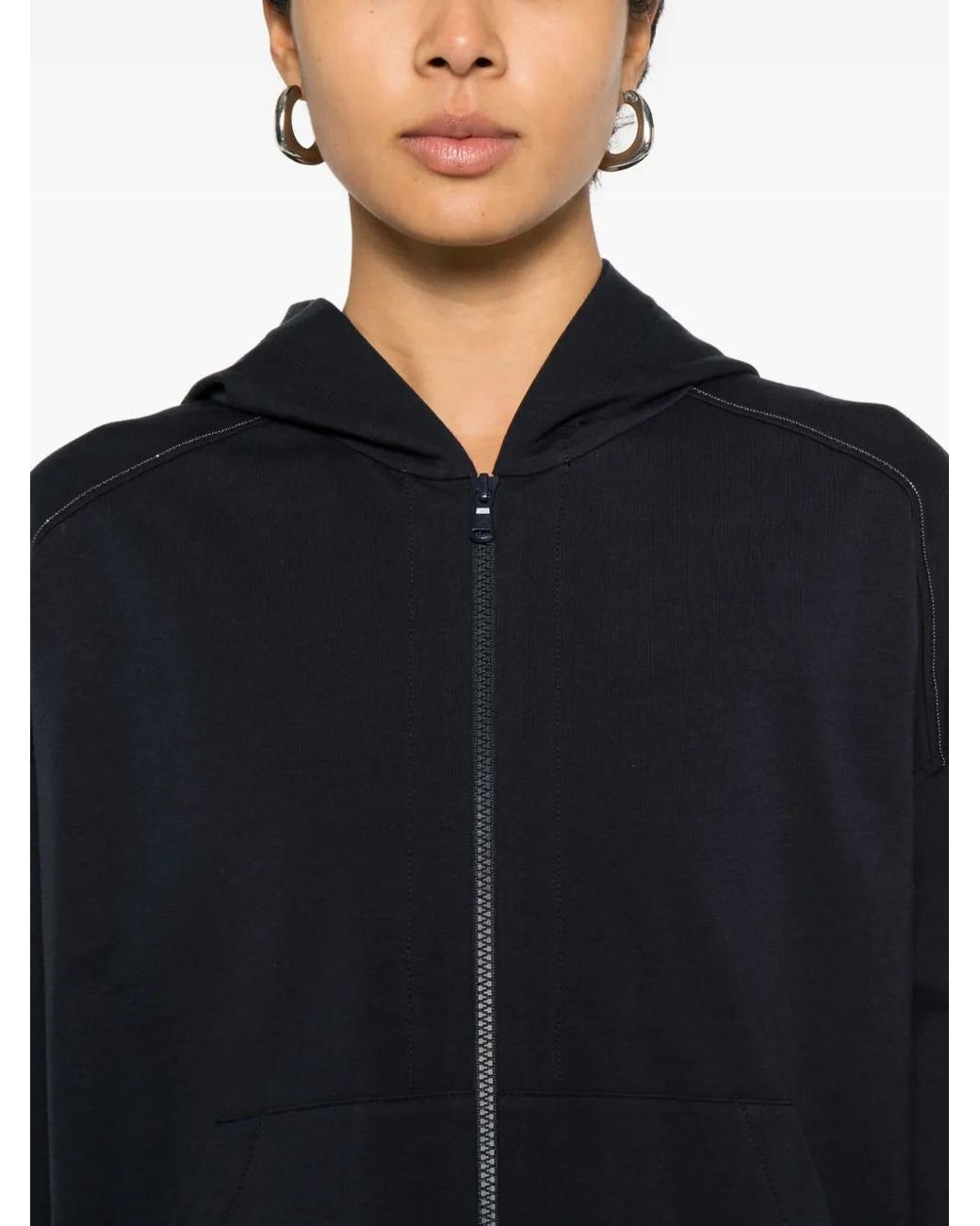 Brunello Cucinelli Black Zip-Up Hoodie