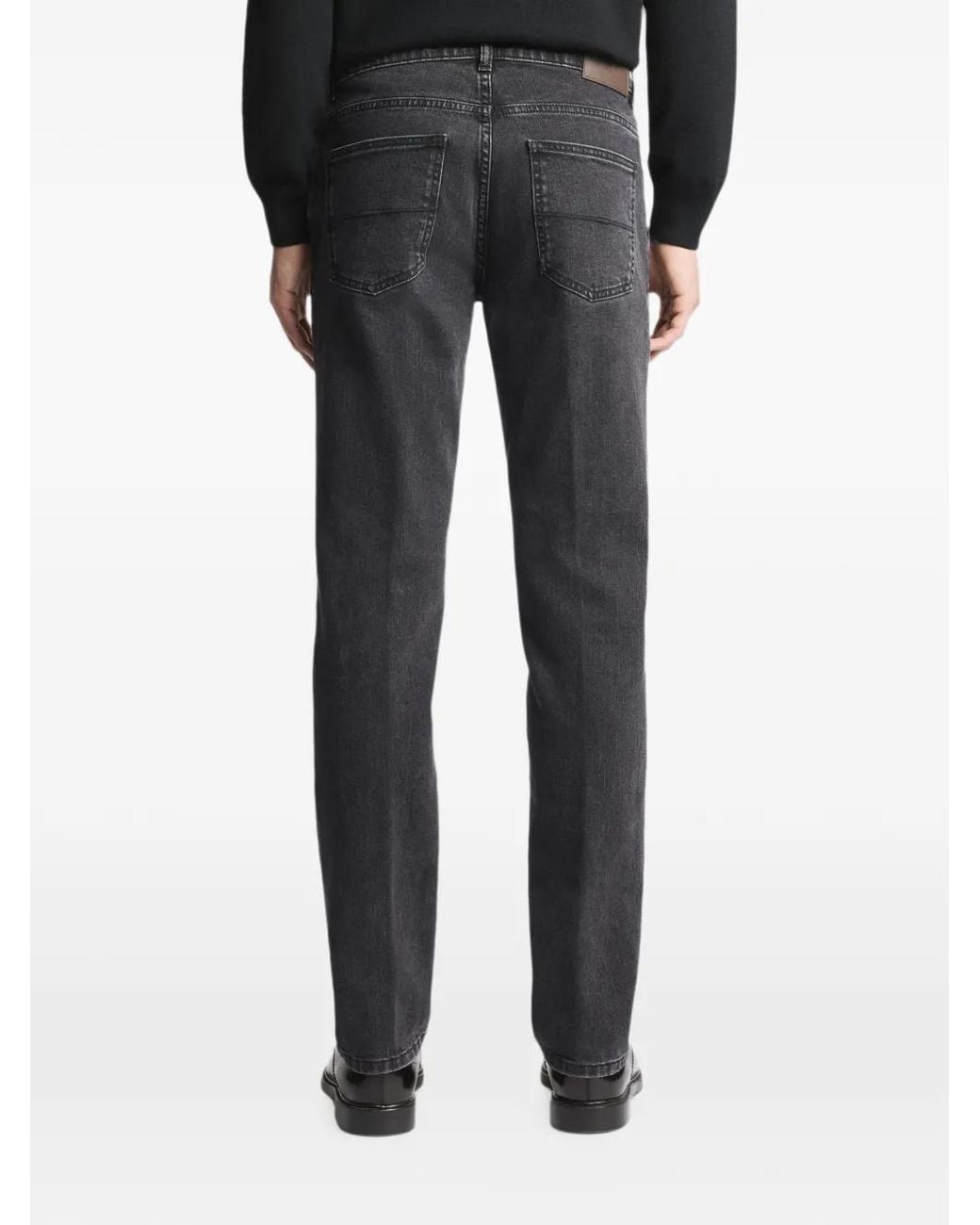Fay Black Logo-Patch Five-Pocket Jeans for men