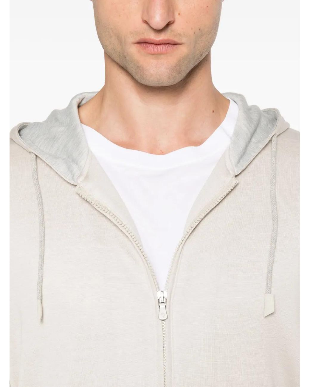 Eleventy White Full-Zip Hoodie for men