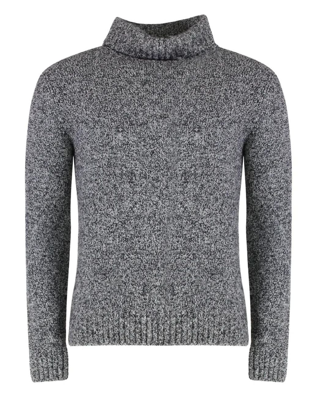 Moorer Gray Turtleneck Speckled Sweater for men