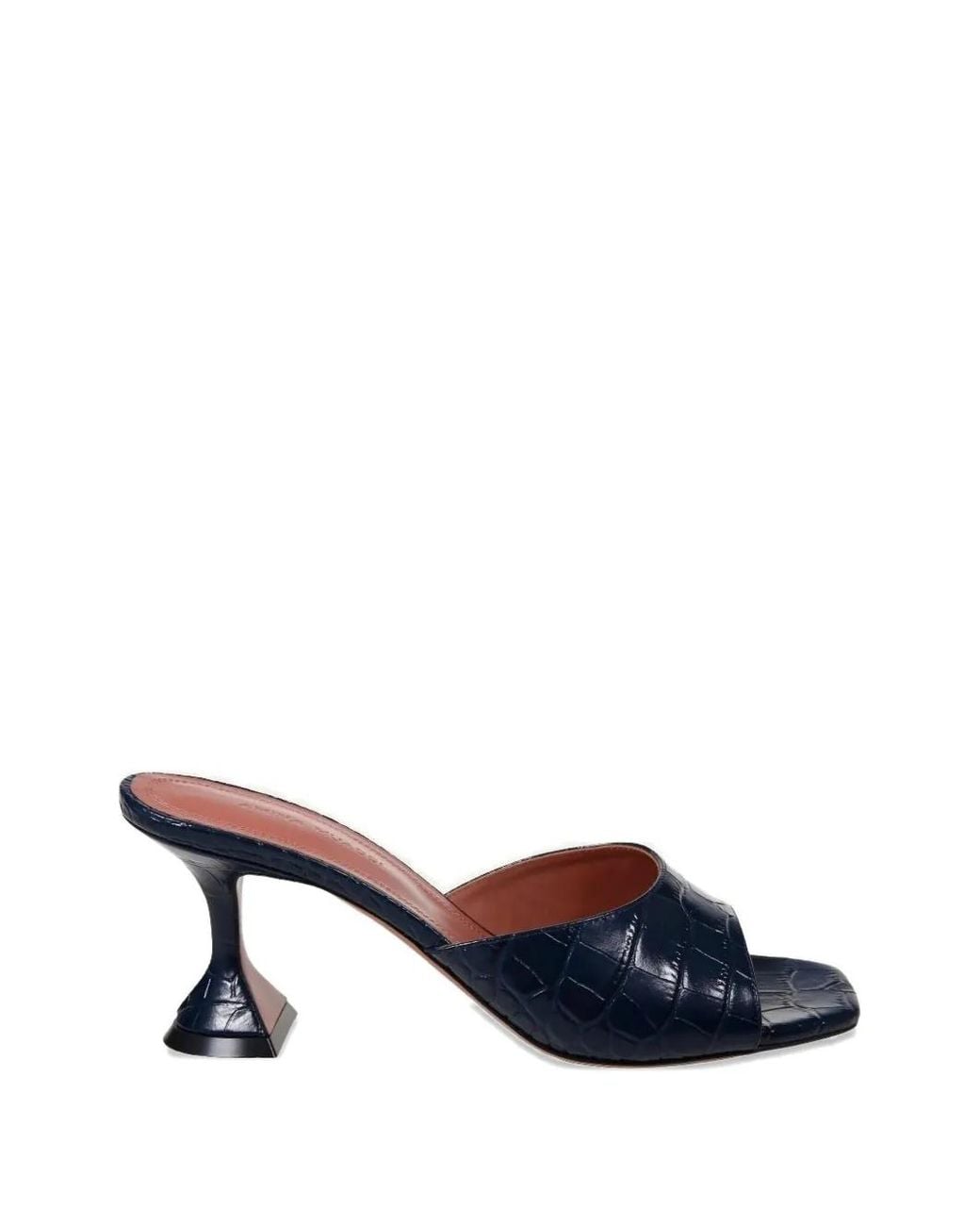 AMINA MUADDI Blue Sandales Lupita À Effet Peau De Crocodile