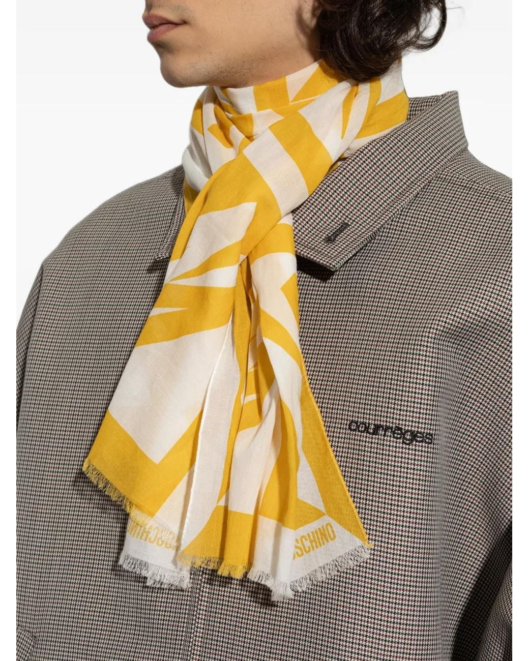 Moschino Yellow Logo-Print Scarf