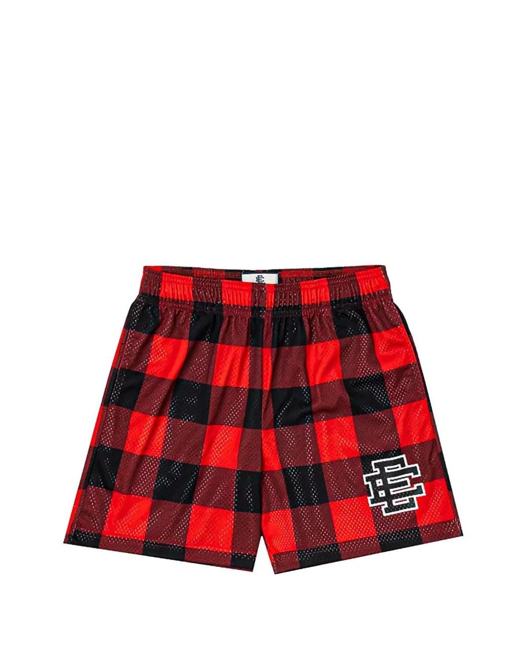 Eric Emanuel Red Ee Buffalo Logo-Print Plaid Shorts for men