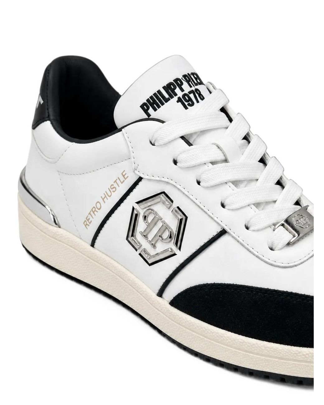 Philipp Plein White Low Top Sneakers Retro Hustle Bicolor for men
