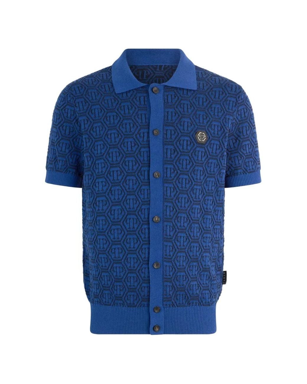 Philipp Plein Blue Cardigan À Motif Monogrammé for men