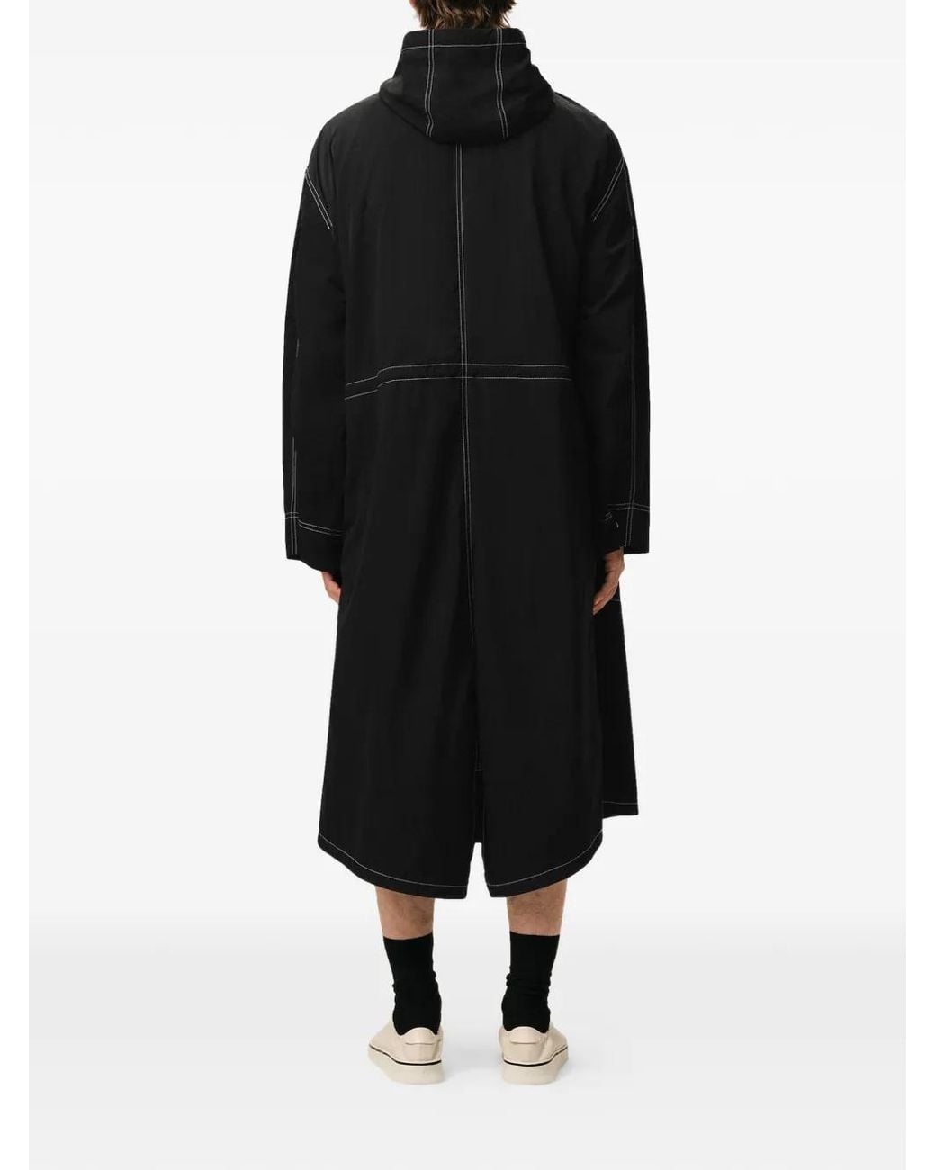 AMI Black Crinkled Long Parka