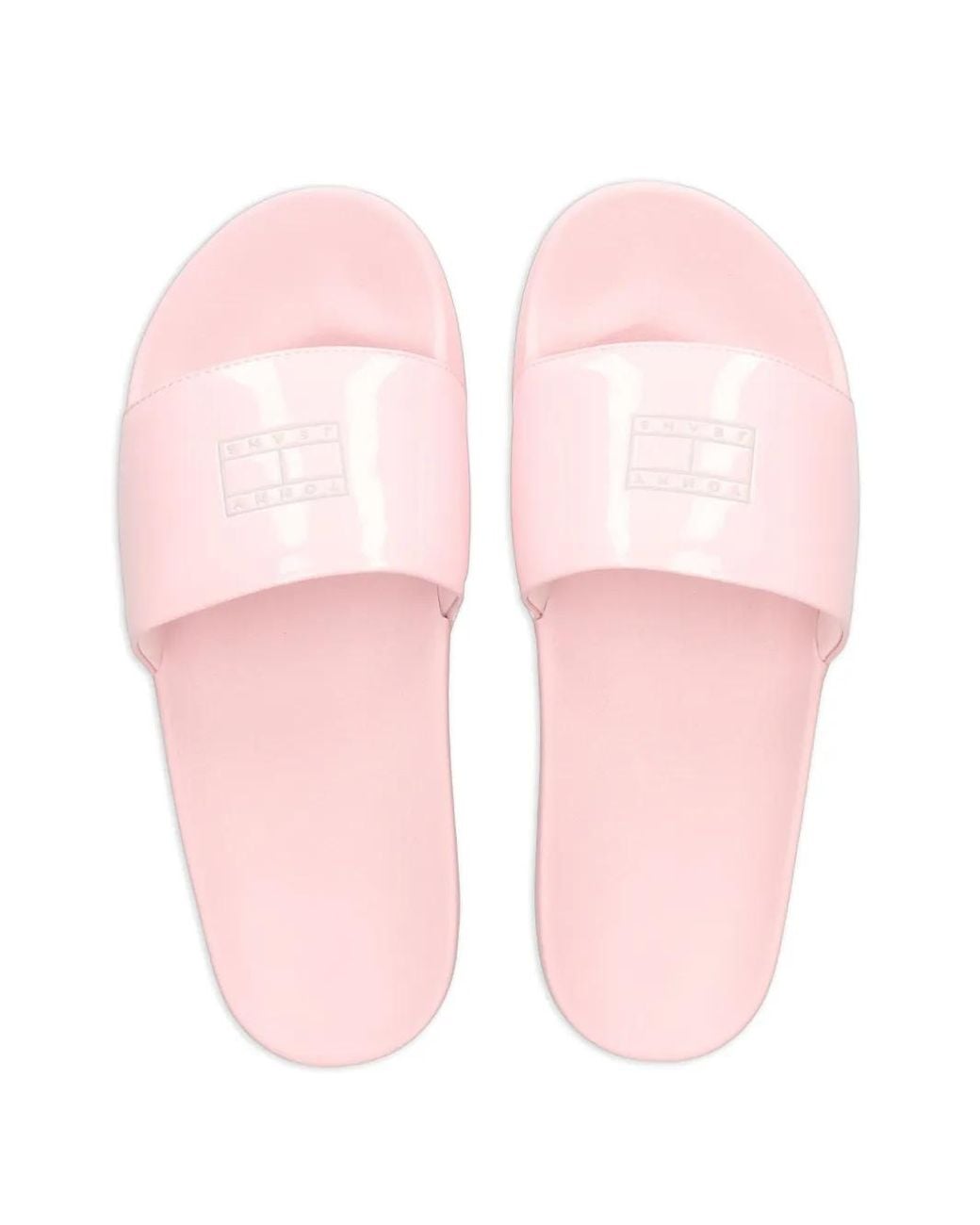 Tommy Hilfiger Pink Logo-Plaque Slides