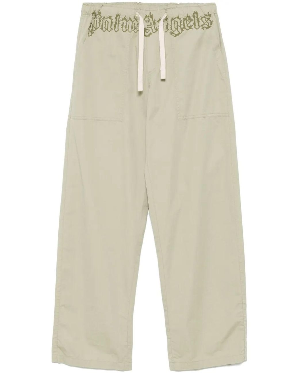 Palm Angels Natural Logo-Waist Trousers for men