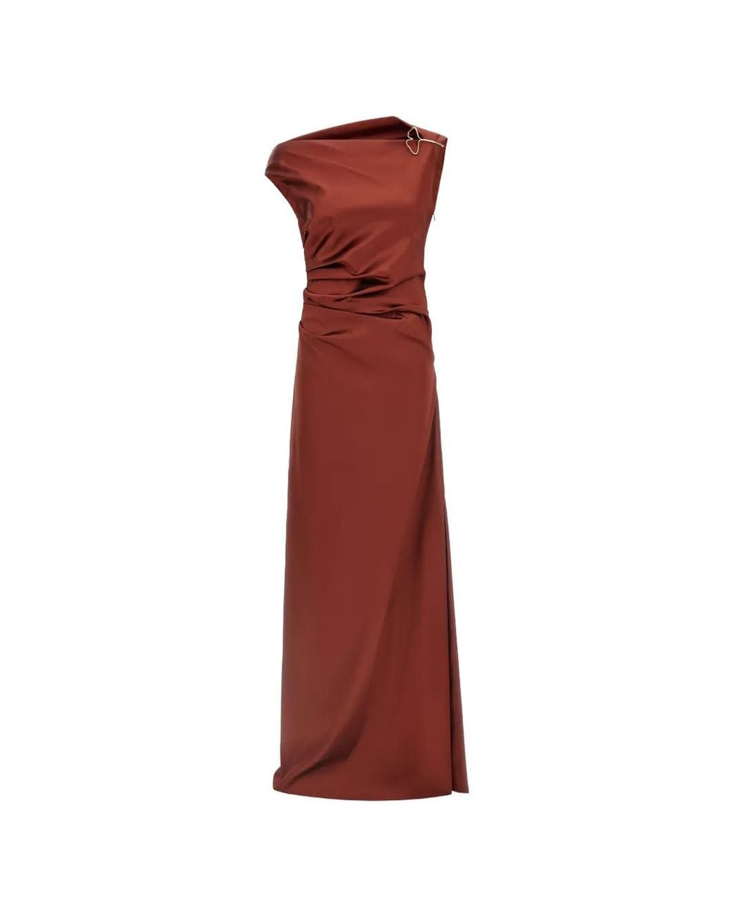 Max Mara Red Long Stretch Satin Dress