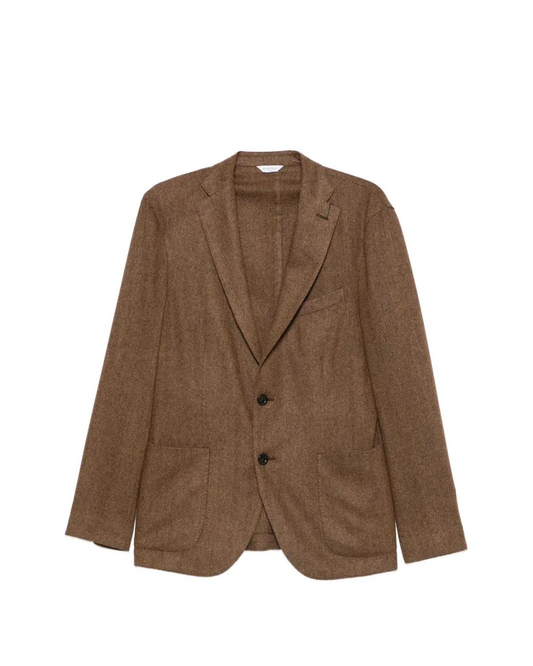 Boglioli Brown Herringbone Wool Blazer for men