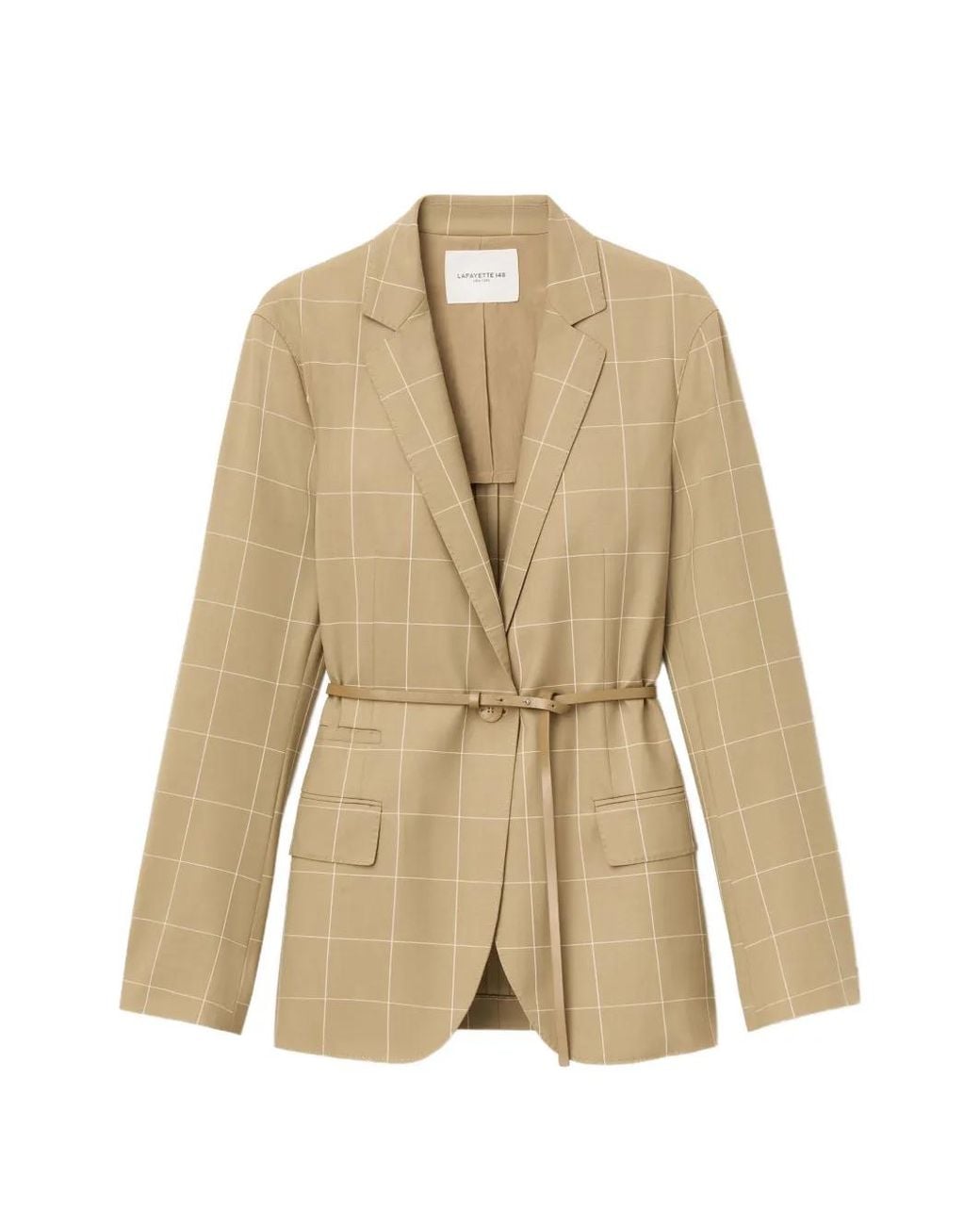 Lafayette 148 New York Natural Neapolitan Belted Checked Jacket