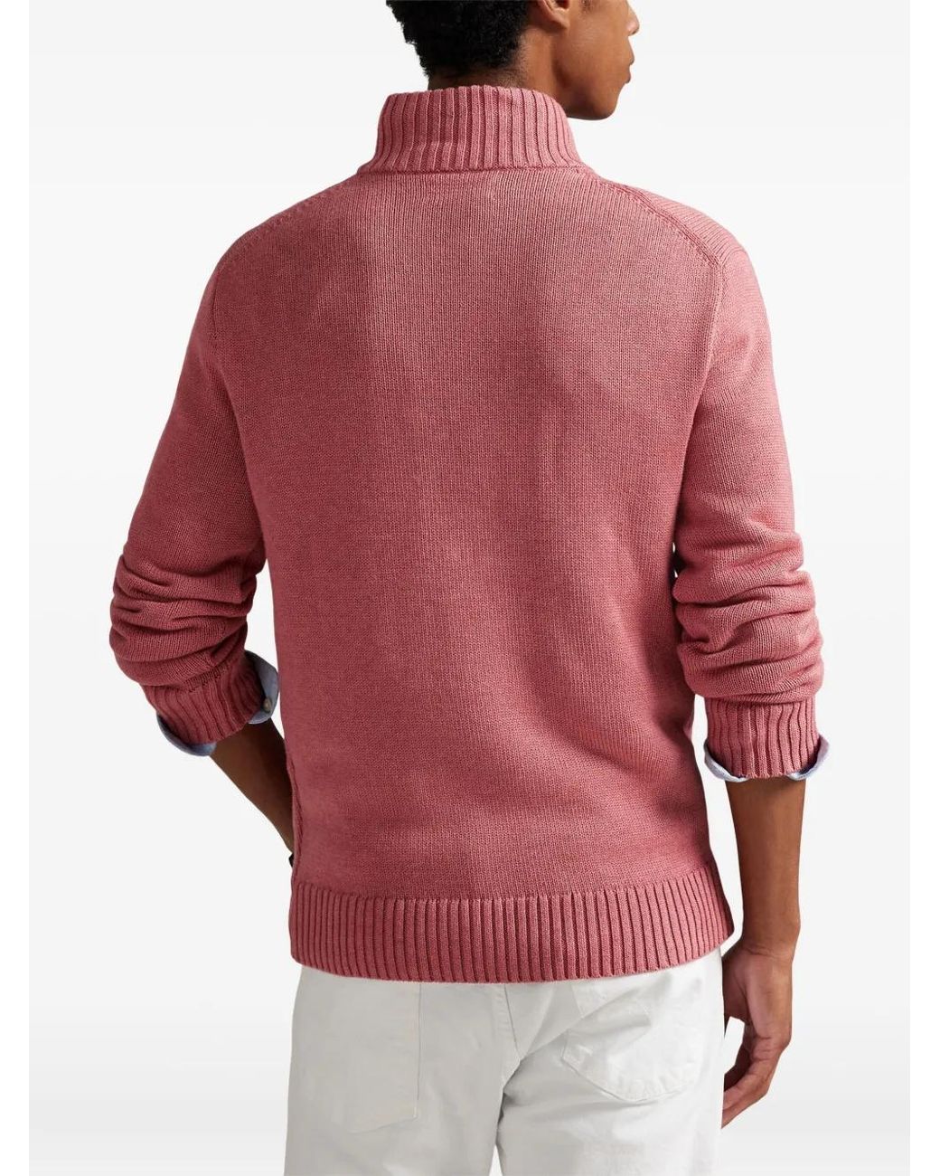 Polo Ralph Lauren Pink Zip Long-Sleeve Sweater for men