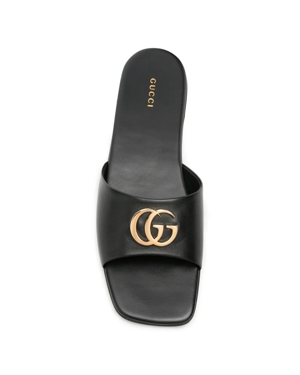 Gucci White Slide Sandals With Double G