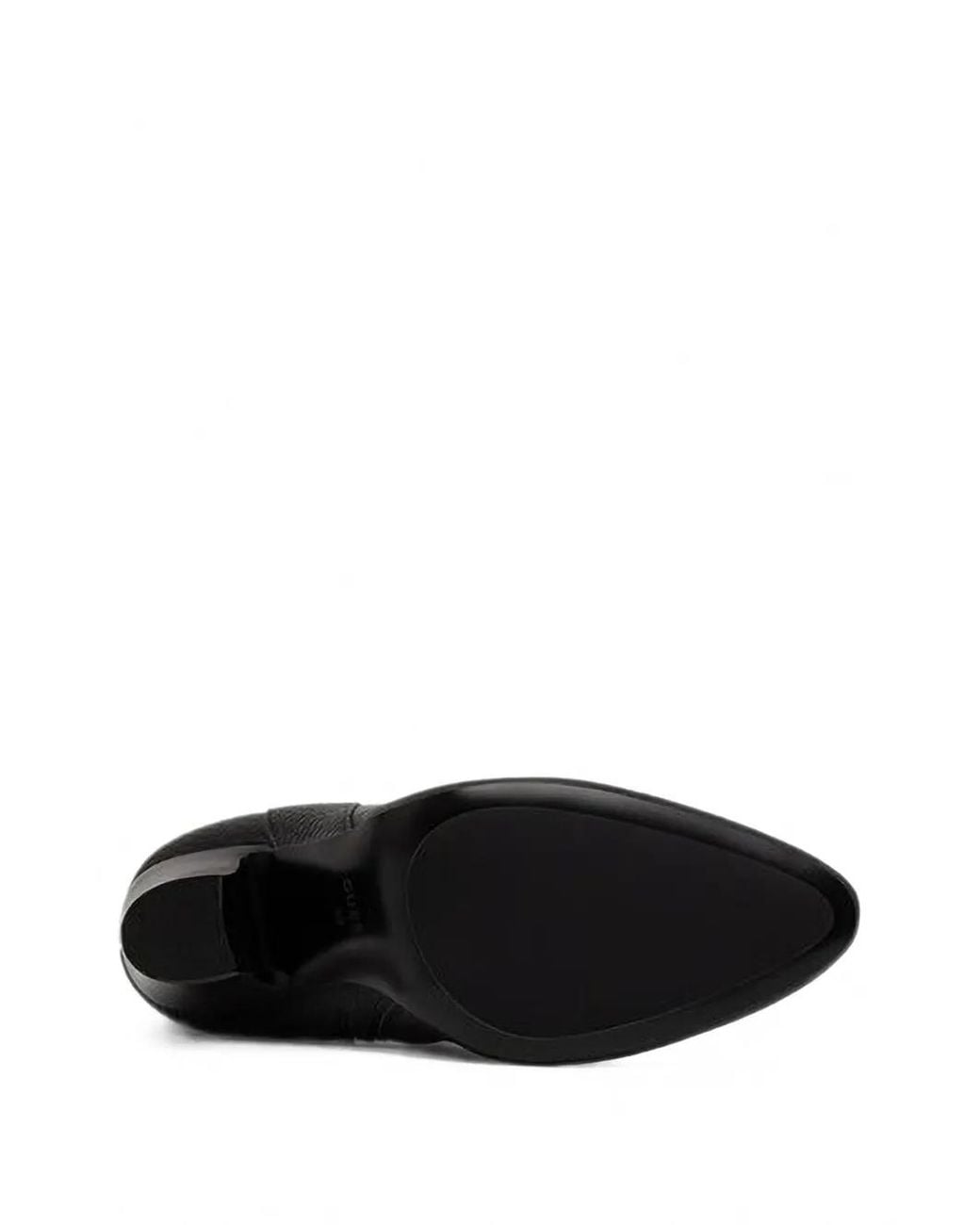 Guess Black Logo-Plaque Pebbled-Leather Boots